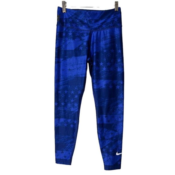 Nike USA Womens Small Blue‎ Star Pattern  Leggings - Picture 1 of 7